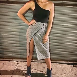 Zara Plaid Split Pencil Skirt